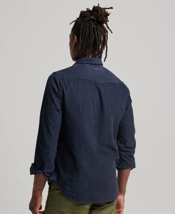 Superdry cămașă vestică din snur vintage îmbrăcăminte marina bărbați JX0Z128