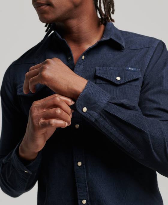 Superdry cămașă vestică din snur vintage îmbrăcăminte marina bărbați JX0Z128