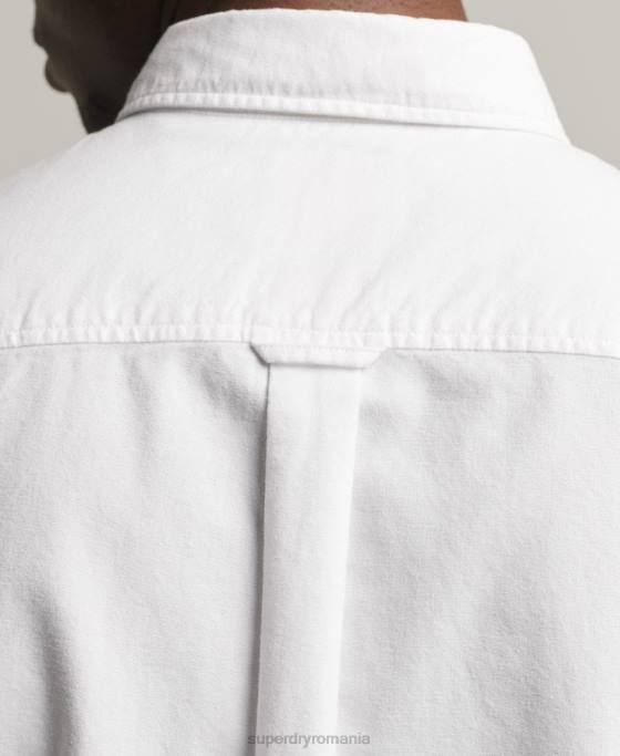 Superdry cămașă vintage oxford cu mânecă scurtă din bumbac organic îmbrăcăminte alb bărbați JX0Z233