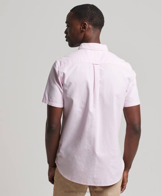 Superdry cămașă vintage oxford cu mânecă scurtă din bumbac organic îmbrăcăminte roz bărbați JX0Z197