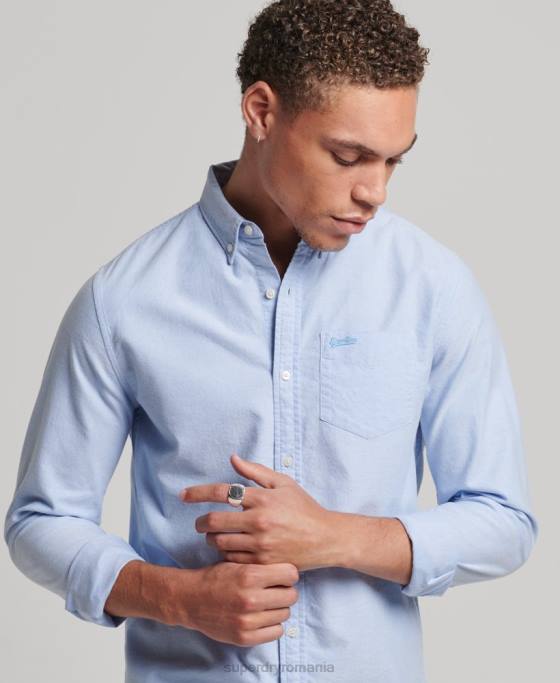 Superdry cămașă vintage oxford din bumbac organic îmbrăcăminte albastru bărbați JX0Z208
