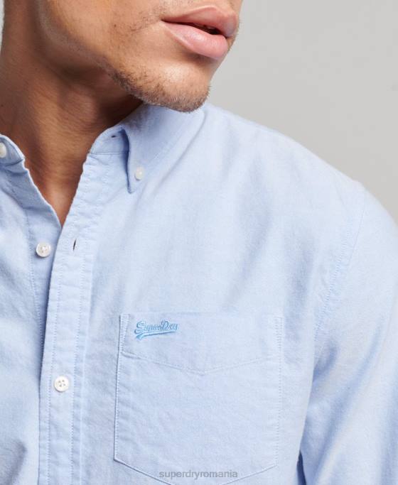 Superdry cămașă vintage oxford din bumbac organic îmbrăcăminte albastru bărbați JX0Z208