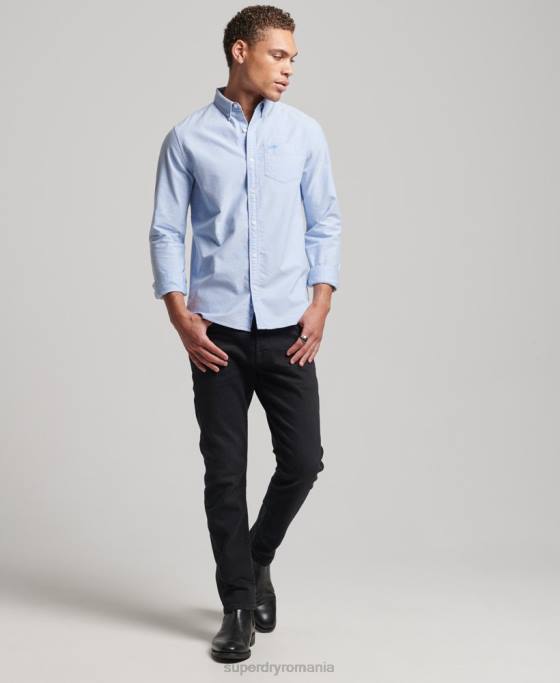 Superdry cămașă vintage oxford din bumbac organic îmbrăcăminte albastru bărbați JX0Z208