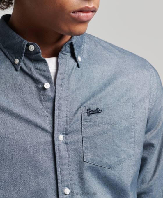 Superdry cămașă vintage oxford din bumbac organic îmbrăcăminte marina bărbați JX0Z185