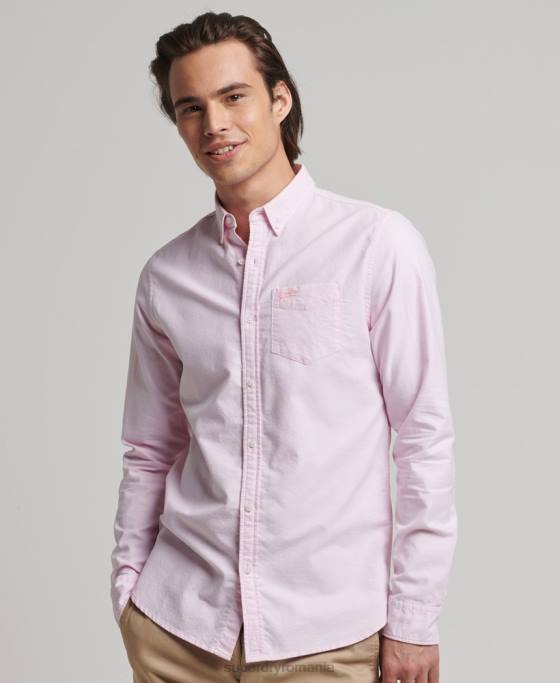 Superdry cămașă vintage oxford din bumbac organic îmbrăcăminte roz bărbați JX0Z209