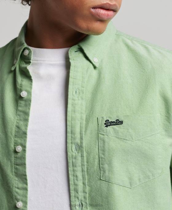 Superdry cămașă vintage oxford din bumbac organic îmbrăcăminte verde bărbați JX0Z6473