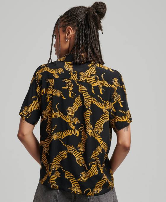 Superdry cămașă vintage revere îmbrăcăminte negru femei JX0Z3035