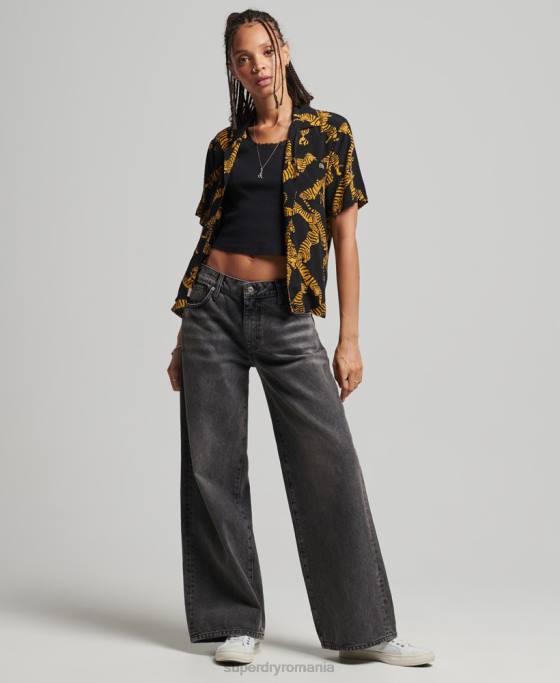 Superdry cămașă vintage revere îmbrăcăminte negru femei JX0Z3035