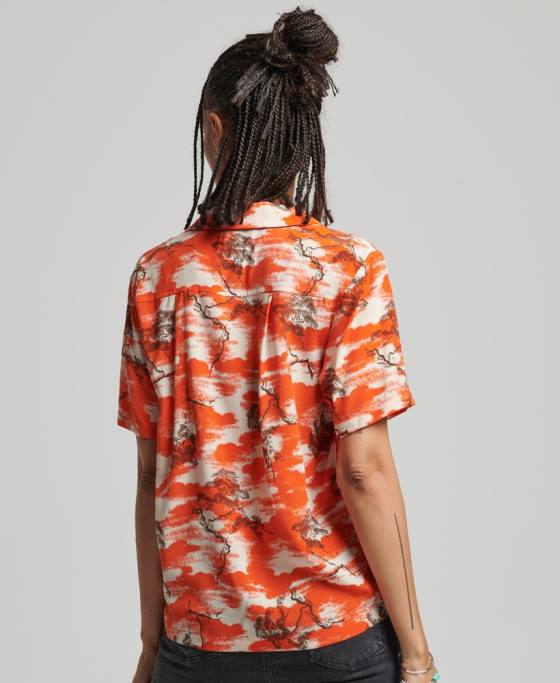 Superdry cămașă vintage revere îmbrăcăminte roșu femei JX0Z3012