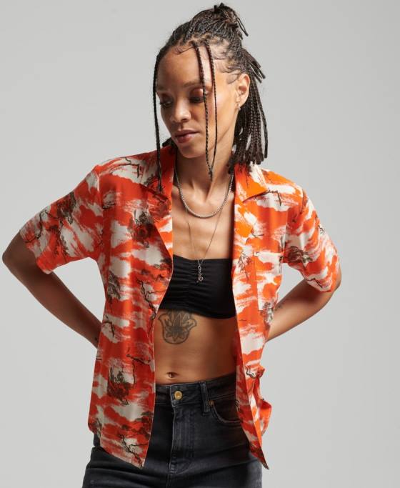 Superdry cămașă vintage revere îmbrăcăminte roșu femei JX0Z3012