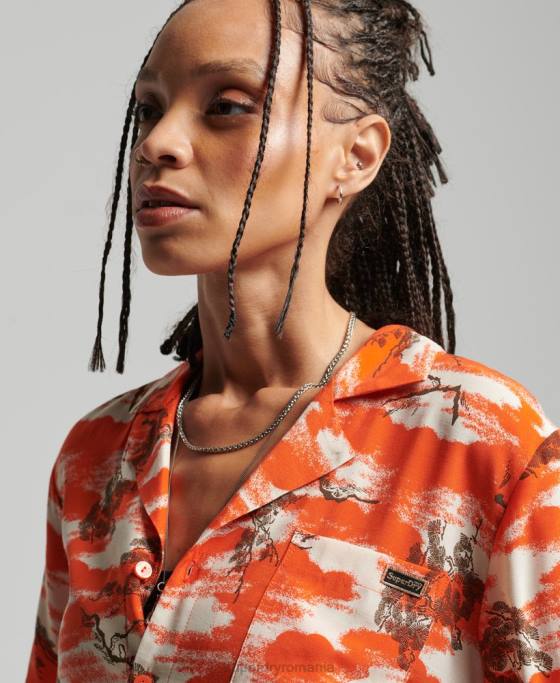 Superdry cămașă vintage revere îmbrăcăminte roșu femei JX0Z3012