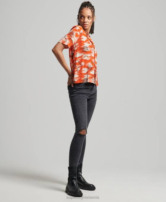 Superdry cămașă vintage revere îmbrăcăminte roșu femei JX0Z3012