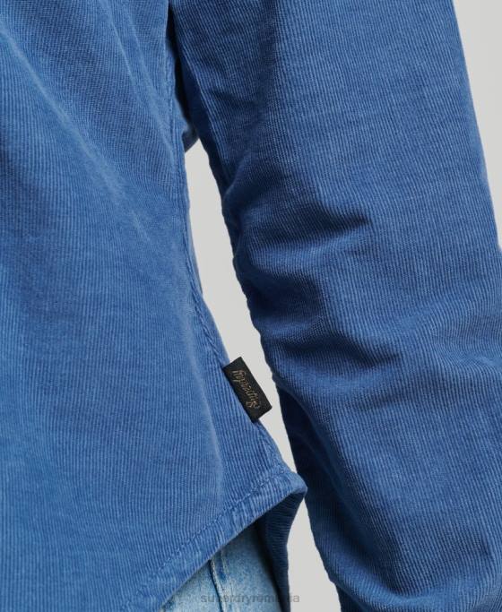Superdry cămașă western cu șnur îmbrăcăminte albastru femei JX0Z3011