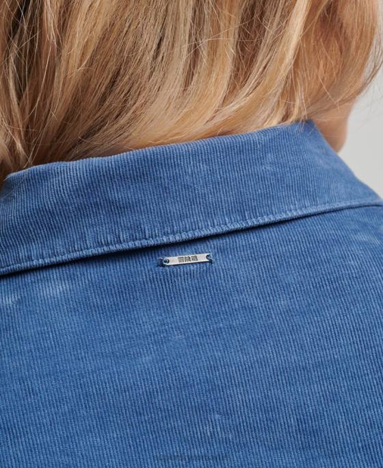 Superdry cămașă western cu șnur îmbrăcăminte albastru femei JX0Z3011