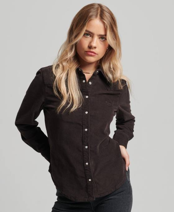 Superdry cămașă western cu șnur îmbrăcăminte maro femei JX0Z3015