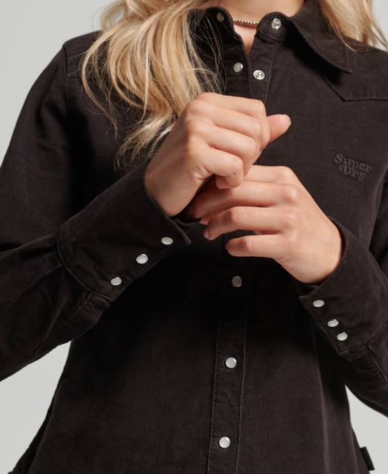 Superdry cămașă western cu șnur îmbrăcăminte maro femei JX0Z3015