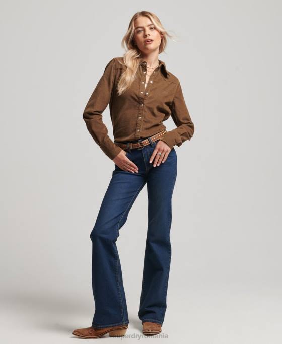 Superdry cămașă western cu șnur îmbrăcăminte maro femei JX0Z3038