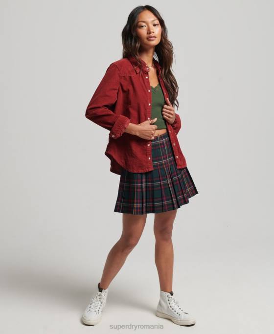 Superdry cămașă western cu șnur îmbrăcăminte roșu femei JX0Z3062