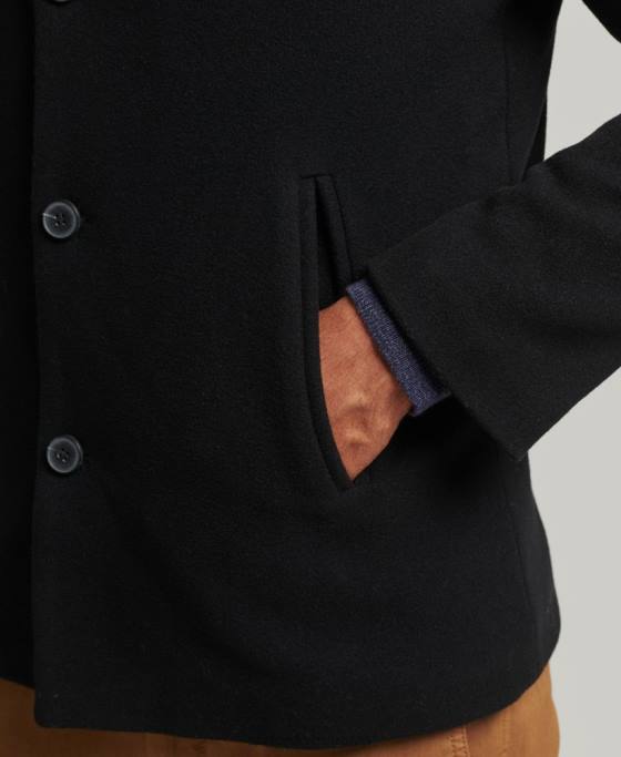 Superdry căptușeală detașabilă palton scurt de lână îmbrăcăminte negru bărbați JX0Z1131