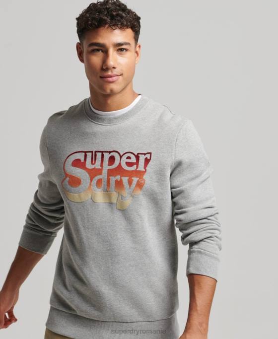Superdry echipaj de umbră de epocă îmbrăcăminte gri deschis bărbați JX0Z578