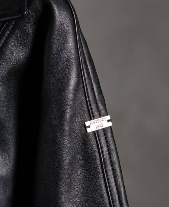 Superdry editează geaca de motociclist din piele hibridă îmbrăcăminte negru femei JX0Z5623