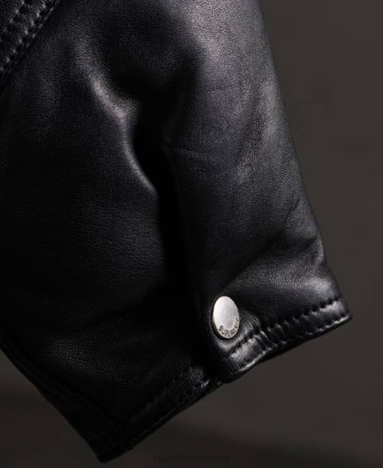 Superdry editează geaca de motociclist din piele hibridă îmbrăcăminte negru femei JX0Z5623