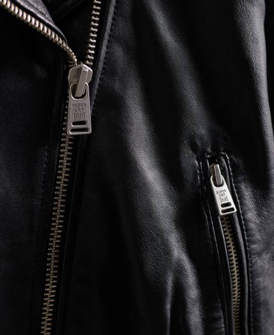 Superdry editează geaca de motociclist din piele hibridă îmbrăcăminte negru femei JX0Z5623