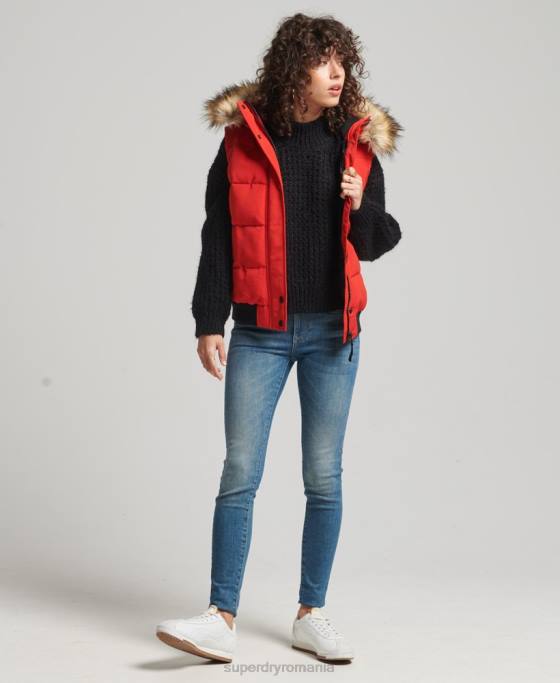 Superdry ella gilet îmbrăcăminte roșu femei JX0Z5534