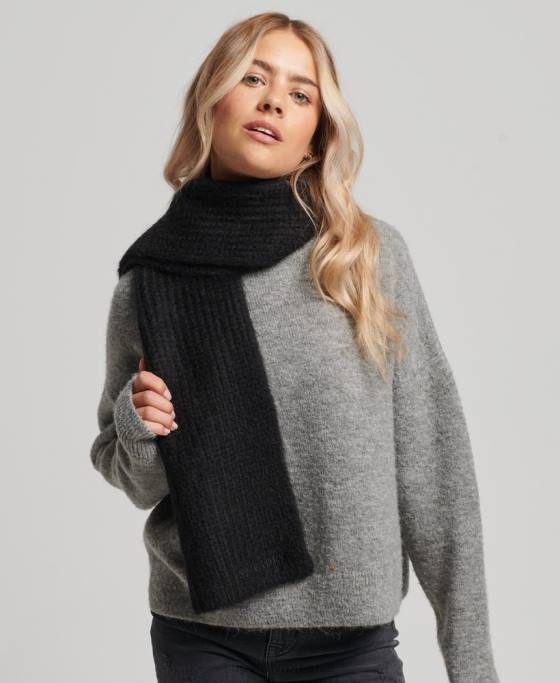 Superdry esarfa cu nervuri esentiale accesorii negru femei JX0Z4240