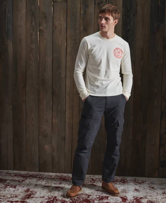 Superdry everest cu mâneci lungi îmbrăcăminte cremă bărbați JX0Z1572