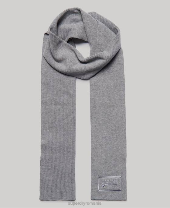 Superdry eșarfă clasică cu logo vintage accesorii gri deschis bărbați JX0Z6412