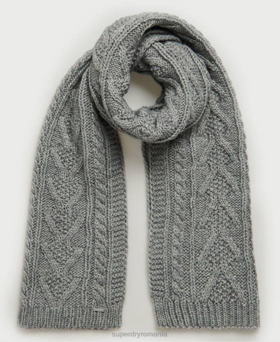Superdry eșarfă de cablu lannah accesorii gri femei JX0Z4327