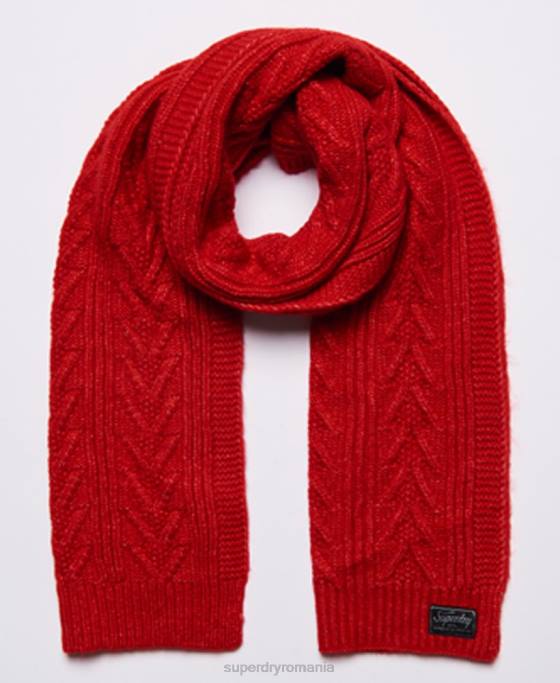 Superdry eșarfă lux cablu accesorii roșu femei JX0Z6618
