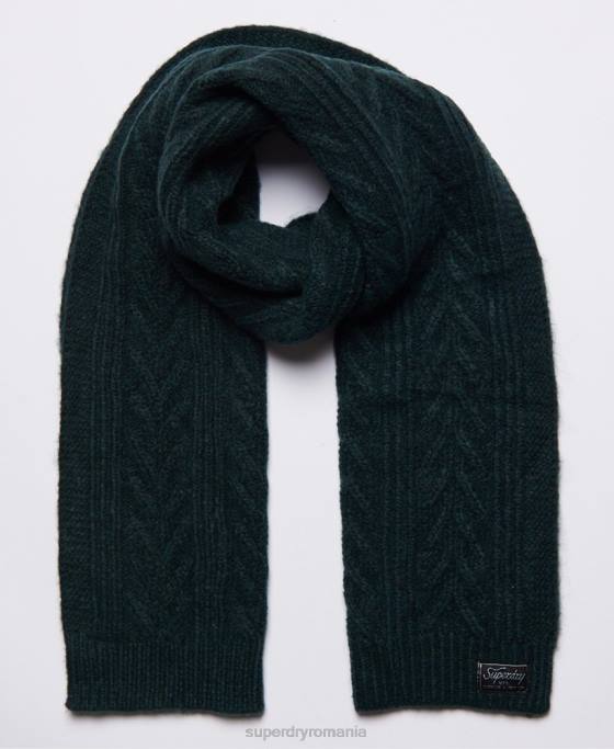 Superdry eșarfă lux cablu accesorii verde femei JX0Z4301