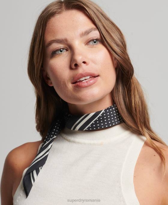 Superdry eșarfă pătrată de mătase imprimată accesorii negru femei JX0Z4212