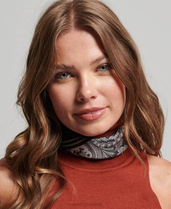 Superdry eșarfă pătrată de mătase imprimată accesorii negru femei JX0Z4213