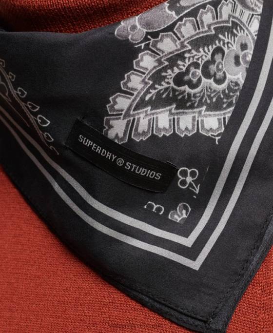 Superdry eșarfă pătrată de mătase imprimată accesorii negru femei JX0Z4213