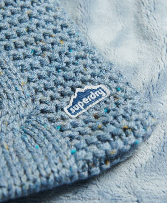 Superdry eșarfă tricot cablu accesorii albastru deschis femei JX0Z4253
