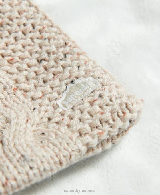 Superdry eșarfă tricot cablu accesorii bej femei JX0Z4255