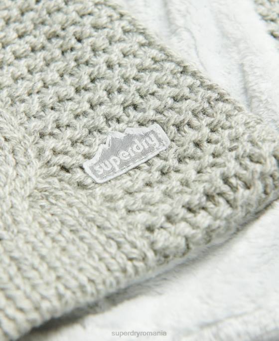 Superdry eșarfă tricot cablu accesorii gri deschis femei JX0Z4250
