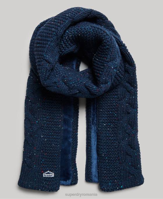 Superdry eșarfă tricot cablu accesorii marina femei JX0Z4251