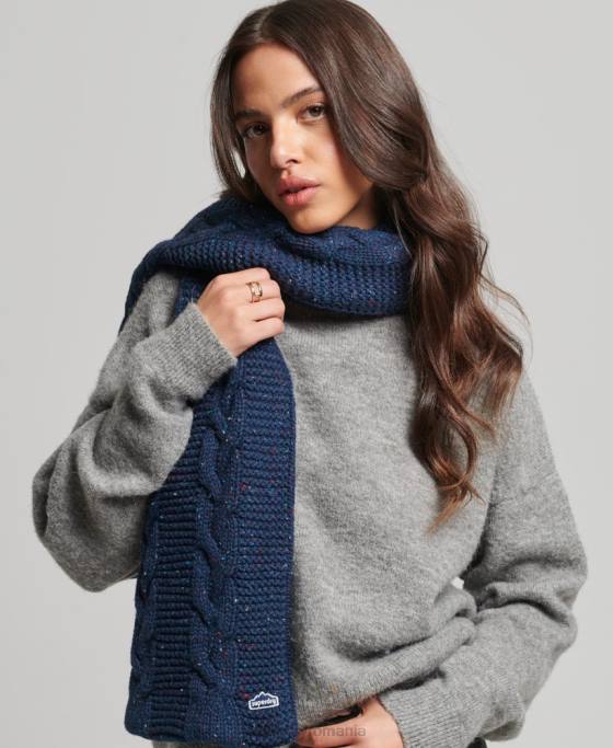 Superdry eșarfă tricot cablu accesorii marina femei JX0Z4251