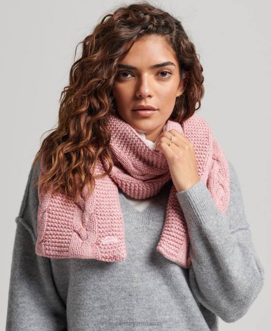 Superdry eșarfă tricot cablu accesorii roz femei JX0Z4252