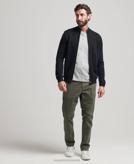 Superdry fermoar merino prin cardigan tricotat îmbrăcăminte negru bărbați JX0Z1239