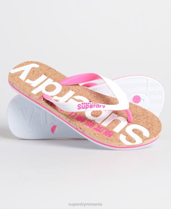 Superdry flip flop de plută pantofi alb femei JX0Z4403