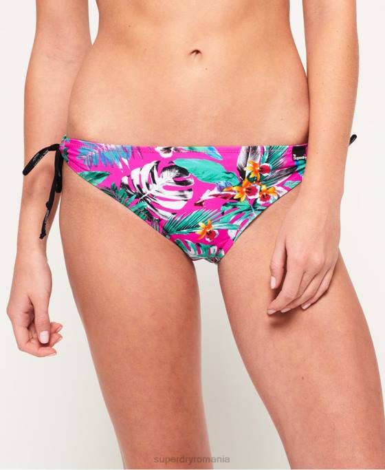 Superdry fund de bikini cu cravată electro tropic îmbrăcăminte roz femei JX0Z3261