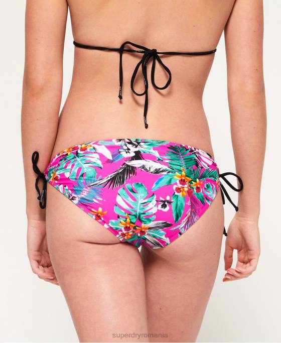 Superdry fund de bikini cu cravată electro tropic îmbrăcăminte roz femei JX0Z3261