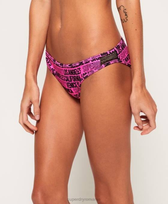 Superdry fund de bikini cu logo cali îmbrăcăminte roz femei JX0Z3266