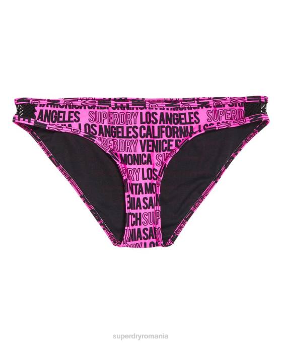 Superdry fund de bikini cu logo cali îmbrăcăminte roz femei JX0Z3266