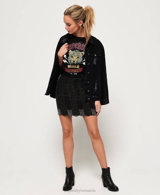 Superdry fusta de ghetar îmbrăcăminte negru femei JX0Z4168